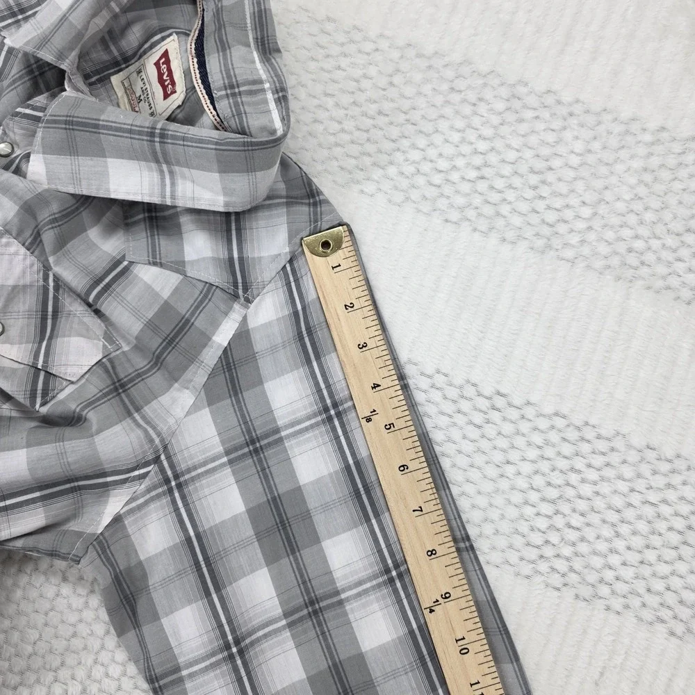Levis Pearl Snap Western Shirt Mens M Plaid Cowboy Ranch Rodeo